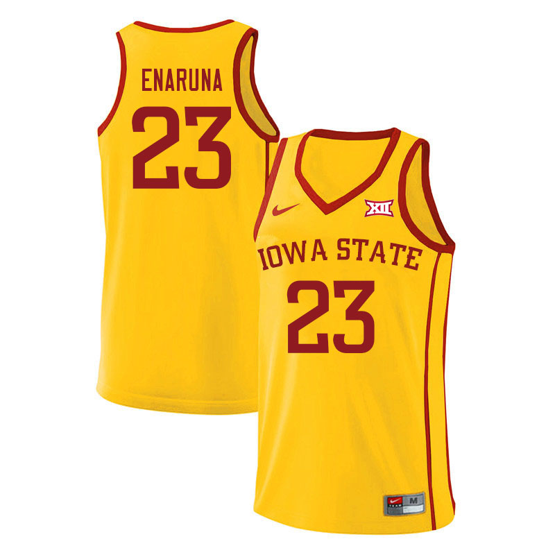 Men #23 Tristan Enaruna Iowa State Cyclones College Basketball Jerseys Sale-Yellow - Click Image to Close